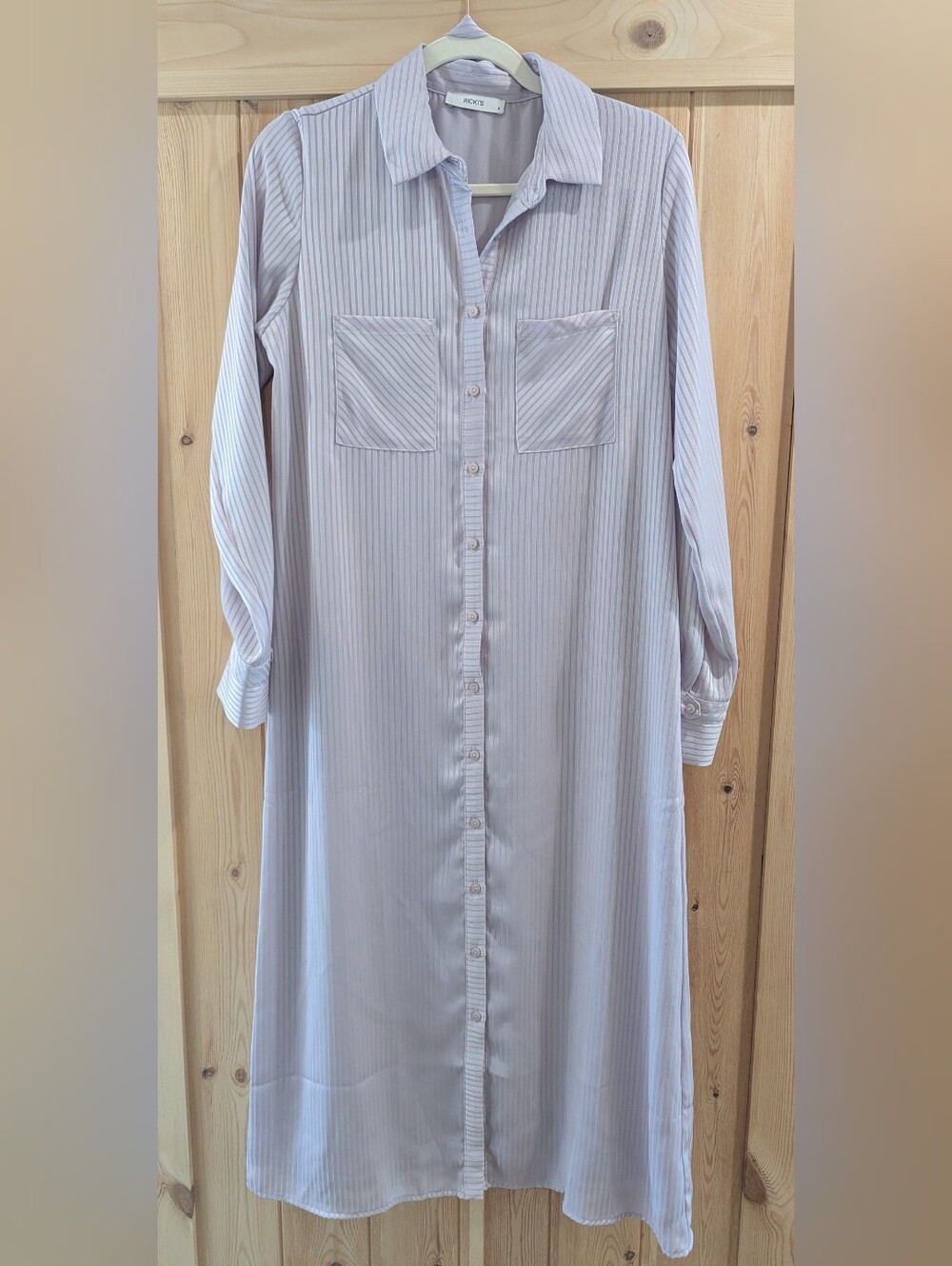 Ricki's Lavender Button-Front Midi Shirt Dress - Picture 2 of 6